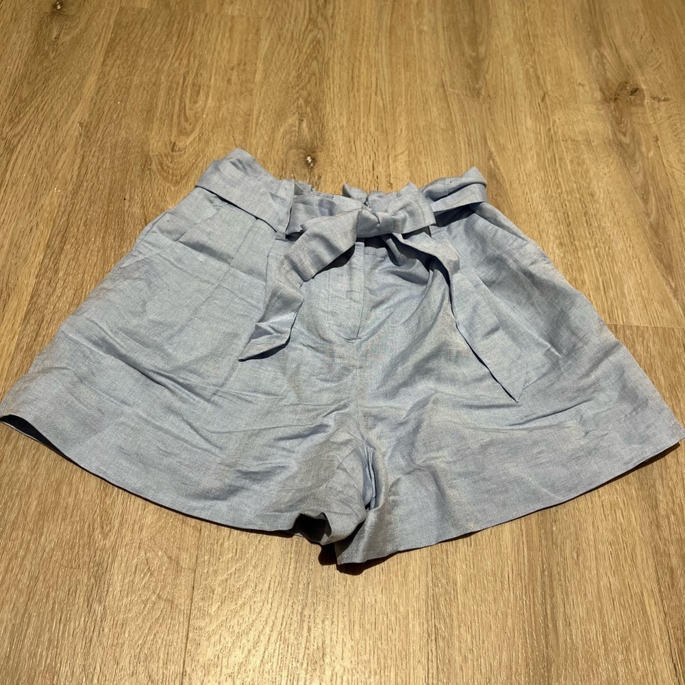 Loft Blue Linnen Paper Bag Shorts